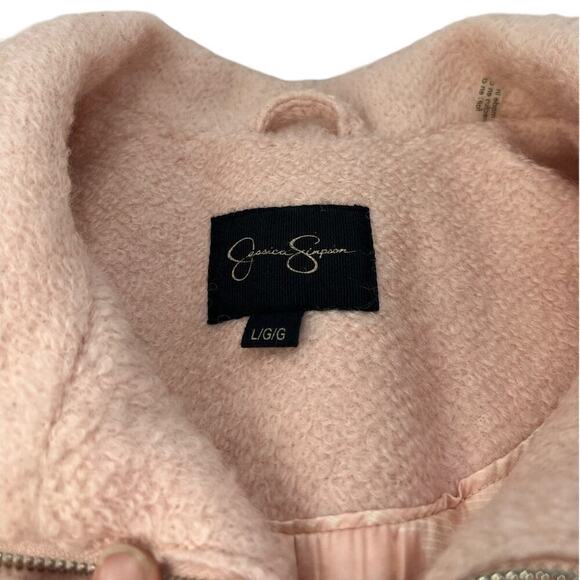 Jessica Simpson Zippered Boucle Wool Blend Blush Lined Flared Hem Coat Large - Picture 10 of 15